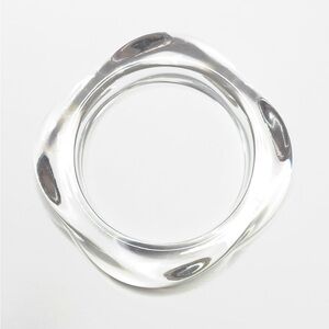 Anthropologie Clear Lucite Bangle Bracelet Wavy Molten Geometric D05